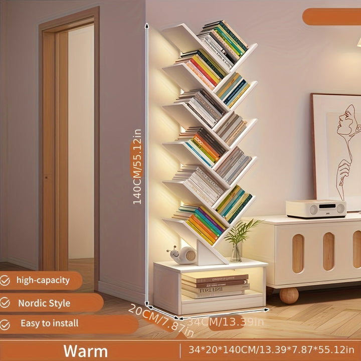 Estantería de Árbol Independiente de Gran Capacidad - Organizador de Oficina y Hogar Fácil de Montar, Estante de Pie