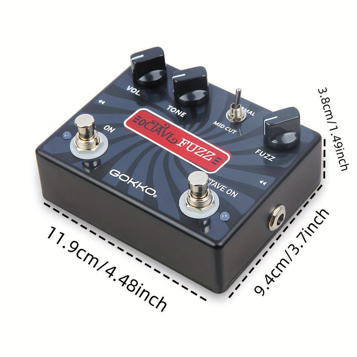 GOKKO Pedal de Bajo - Efecto Fuzz Octava Alta con Doble Interruptor (Encendido/Apagado), Control de Voltaje, True Bypass, Alimentación USB, Construcción en Aluminio Resistente para Bañistas y Guitarristas Eléctricos - GK-31, Grabación de Estudio, Calidad
