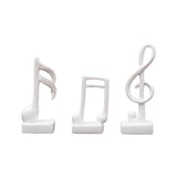 Juego de 3 piezas de figuras de resina con notas musicales - Diseños elegantes de clave de sol blanco y negro, ideales para decoración del hogar y la oficina, regalo perfecto para los amantes de la música, uso interior y exterior, no requiere energía.