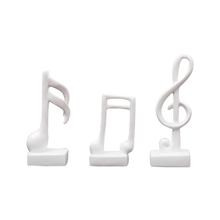 Juego de 3 piezas de figuras de resina con notas musicales - Diseños elegantes de clave de sol blanco y negro, ideales para decoración del hogar y la oficina, regalo perfecto para los amantes de la música, uso interior y exterior, no requiere energía.