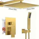 Conjunto de Ducha con Cabezal de Lluvia y Rociador Manual, Grifo de Alta Presión para Ducha Incluye Válvula de Montaje Interno y Moldura Decorativa en Color Dorado Pulido 30.48 cm