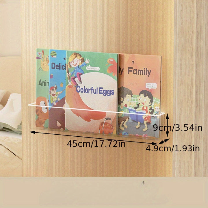 [Minimalista] Estanterías de libros de acrílico transparente para pared - Sin taladro, instalación sin daños para almacenamiento en casa y oficina, diseño delgado para instalación fácil detrás de la puerta o en estanterías, estantería de libros linda