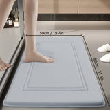 1pc Alfombra de baño de secado rápido UltraSoft, alfombra de baño antideslizante súper absorbente, lavable a máquina, pelo bajo, rectangular, patrón de rayas, poliéster con respaldo de PVC, alfombra de franela ligera