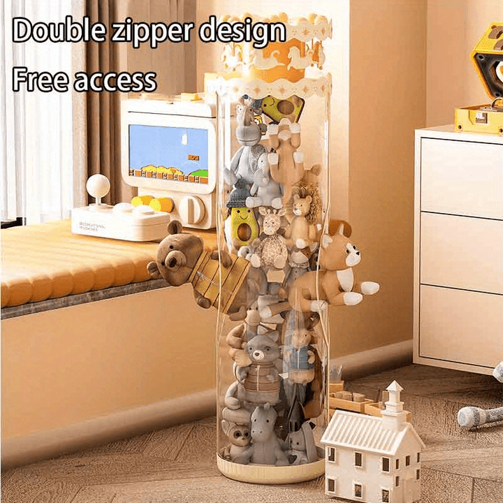 1pc, Cubo de Almacenamiento para Juguetes con Doble Cremallera, Bolsa Portátil de Gran Capacidad, Cesta Organizadora de Peluches y Muñecas