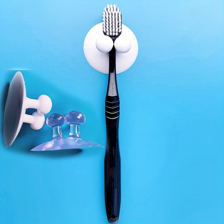 Nuevo Soporte para Cepillo de Dientes con Ventosa Montado en la Pared, Estante de Almacenamiento sin Taladro con Ventosa y Gancho