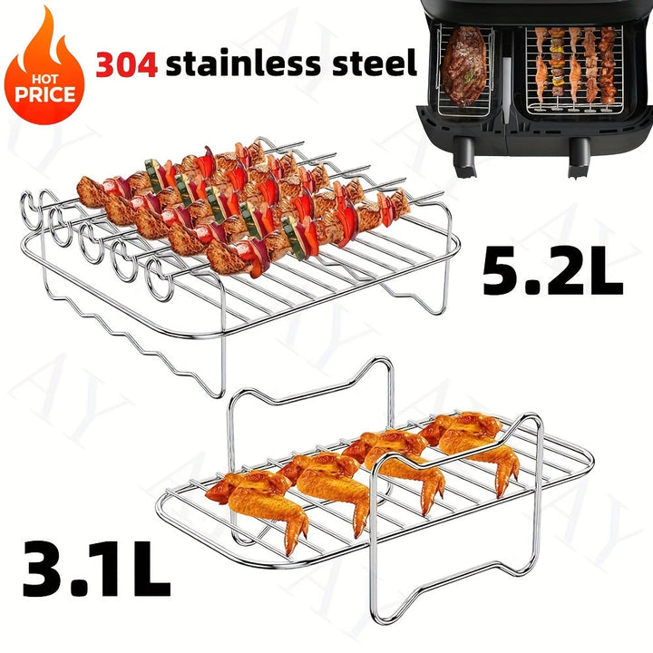 Soporte de parrilla para freidora de aire de acero inoxidable 304 - Accesorio multiusos para microondas y horno, se ajusta a Tefal Ey901840, Tower T17099, Salter EK5729, Lakeland 26920, con opciones de 5,2L y 3,1L, precio para cocinar de manera saludable