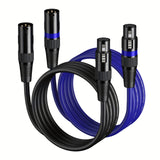 2 cables de micrófono XLR AOKEO ensamblados, cables de audio XLR balanceados de 3 pines, cables Ethernet Cat5E, redondos, conectores de disco flexible, adecuados para estudios, podcasts, amplificadores, cámaras y altavoces.