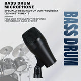 Kit de Micrófono para Instrumentos de 7 Piezas con Cable para Batería: Micrófono Dinámico para Caña, Bajo, Tom, Platillo y Placa de Tambor para Uso en Baterías, Bandas Vocales, DJ, Escenario y Grabación Instrumental en Vivo