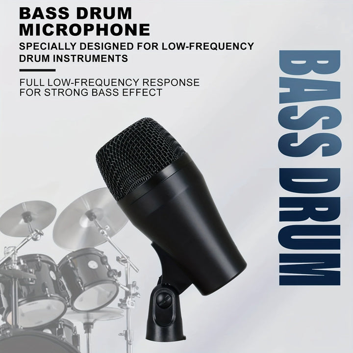 Kit de Micrófono para Instrumentos de 7 Piezas con Cable para Batería: Micrófono Dinámico para Caña, Bajo, Tom, Platillo y Placa de Tambor para Uso en Baterías, Bandas Vocales, DJ, Escenario y Grabación Instrumental en Vivo