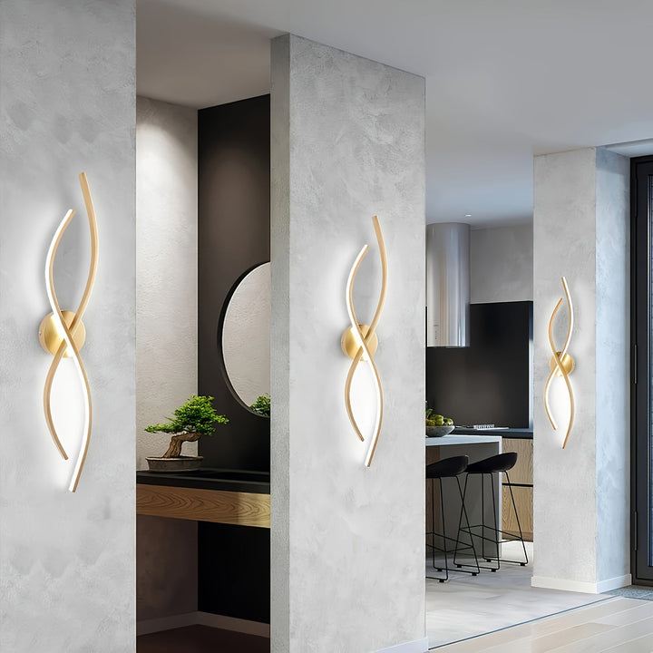 1 pieza de moderno farol de pared LED dorado, con sombra de aluminio de metal pulido, montaje semienterrado, cableado, para dormitorio, sala de estar, pasillo, 110V-240V, con fuente de luz, farol de pared para dormitorio | Luz LED moderna | Sombra de met