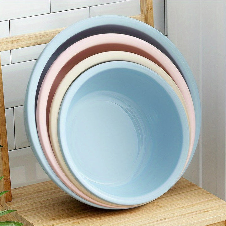 Fregadero de plástico duradero de gran tamaño - Diseño clásico redondo, no necesita electricidad, bañera portátil para adultos, lavado de cara, remojo de pies, uso en dormitorios y hogares, lavadora, remojo en casa, bañera redonda clásica, material fácil