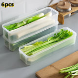Juego de 6 contenedores plásticos para alimentos con tapa, recipientes rectangulares reutilizables para refrigerador, ideales para cebollas, cilantro, ajo, fideos, huevos, esenciales de cocina para lavar a mano
