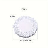 25 piezas de elegantes cojines de papel de encaje - Alfombras redondas resistentes al calor para bufé, pastel, servicio de comida frita | Ideal para decoración de fiestas, bodas, banquetes, alfombras resistentes al calor | Decoración de mesa con diseño d