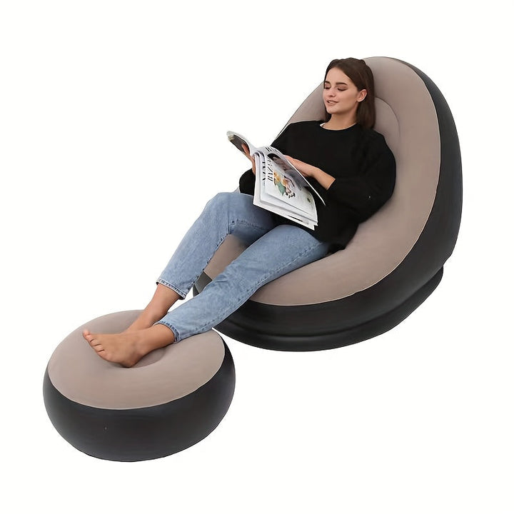 1 pieza de sofá inflable de terciopelo para exteriores - un sofá cama plegable con reposabrazos, silla de solera portátil, adecuado para dormitorio y ocio en casa, sofá inflable.