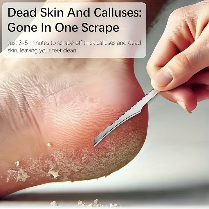 2 piezas de raspador y lima de pies de acero inoxidable - Ideal para eliminar la piel muerta de la palma, el pie y el dedo - No se necesita electricidad, esenciales para el cuidado de los pies | Herramientas de cuidado de pies de acero inoxidable | Diseñ