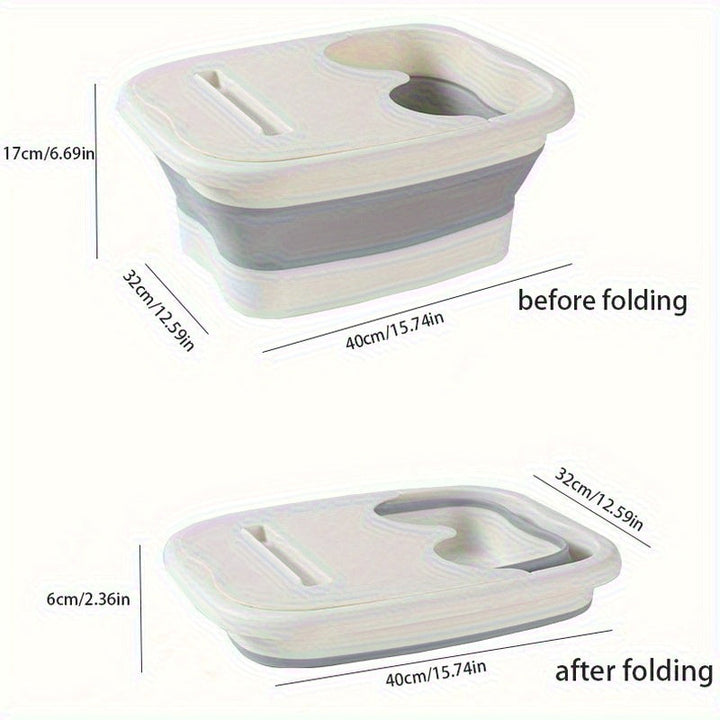 Baño de pies plegable y portátil - Diseño ergonómico con agarre antideslizante, resistente al desgaste, hecho de plástico, sin necesidad de electricidad para el hogar y viajes, recipiente de inmersión relajante con tapa, diseño compacto para espacios peq