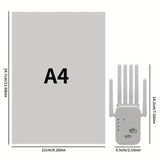 Amplificador de WiFi Estándar EE. UU., Repetidor Compatible con WIFI6, Cobertura 360° hasta 11,000 pies cuadrados, Soporta Más de 35 Dispositivos, Configuración Fácil en un Clic con Puerto Ethernet y 6 Antenas