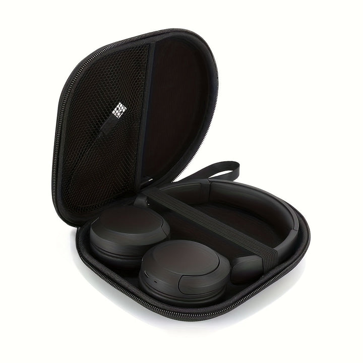 Estuche protector duro de EVA negro para auriculares, compatible con JBL Tune 510BT/520BT/500BT, funda delgada para Sony WH-CH520/510, bolsa de almacenamiento resistente a golpes con bolsillos para accesorios, estuche resistente | diseño elegante en negr