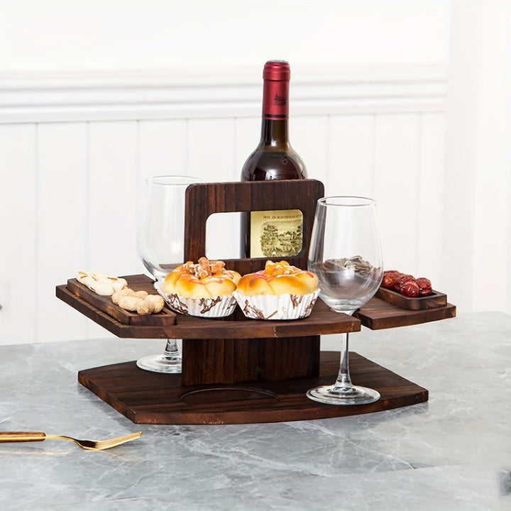 Estante de almacenamiento de madera de varios niveles - Mesa de picnic portátil al aire libre con base de madera sólida, perfecta para alimentos, vino y accesorios - Ideal para camping, picnics y reuniones, accesorios para picnic