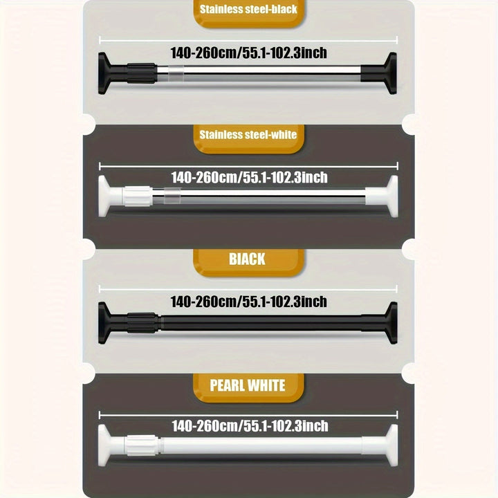 Barra para cortinas ajustable de 1 pieza, resistente y extensible sin taladrar, para ducha, clóset, ventana o toallero, accesorio para el hogar de metal y plástico