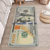 Alfombra de Diseño Creativo de Billete de $100 Antideslizante - Perfecta para Dormitorio, Cocina, Lavandería y Decoración de Pasillo | Alfombra de Poliéster Lavable a Máquina con Base Antideslizante | Ideal para Halloween, Navidad, Pascua, Acción de Grac