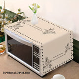 Cubierta de Microondas Elegante a Cuadros Verde y Blanco con Detalles Florales - Fibra de Poliéster Resistente al Polvo, al Sol y al Calor - Ajuste Universal para la Mayoría de Microondas - 35x98cm, Cubierta Resistente al Polvo | Cubierta de Microondas F