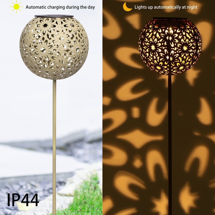 1pc Lámpara de proyección de flores huecas con enchufe de metal solar para suelo, adecuada para jardín, patio, césped, camino, balcón, estanque, decoración navideña, regalos para amigos.