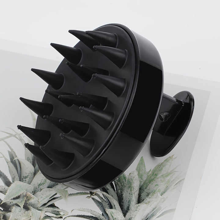 1 cepillo masajeador de cuero cabelludo de silicón y peine de plástico para acabado, con mango de ABS, herramienta para ducha para cabello normal - Masajeador y exfoliante capilar para uso diario y cuidado del cabello