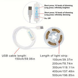 Luz LED de Tira Cálida y Cálida con Alimentación USB, Brillo Ajustable de 99.97-499.87cm - Perfecta para Armarios, Espejos, Techos, Cocinas y Dormitorios