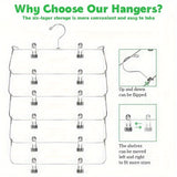 Percha Plegable de Acero Inoxidable de 6 Capas - Organizador de Ropa Multinivel para Ahorrar Espacio en Armario y Guardarropa, Sujeta Jeans, Faldas y Más