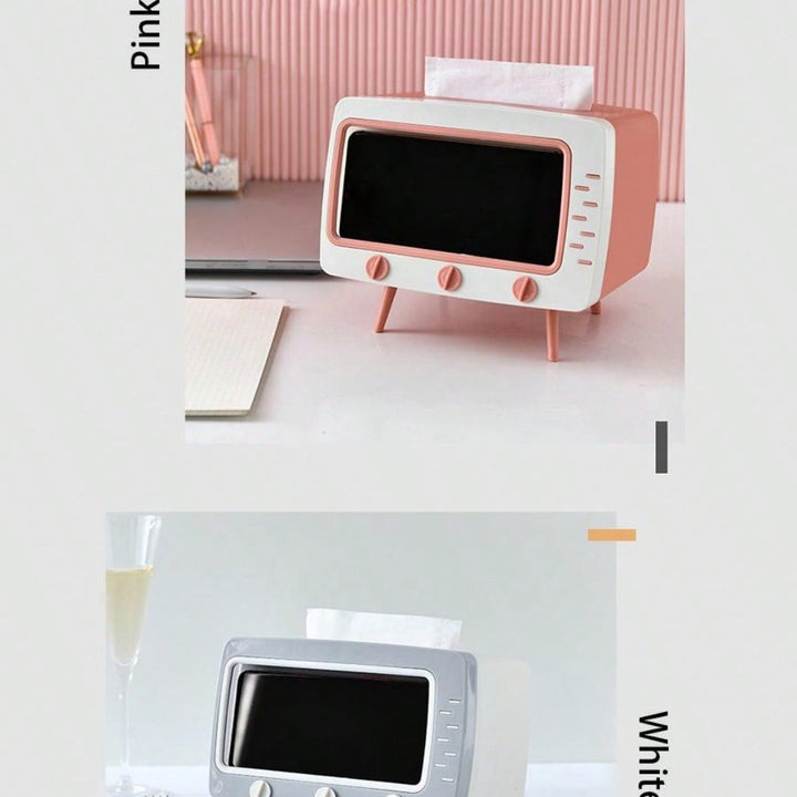 1/2pcs Soporte para Caja de Pañuelos Retro TV Cubierta para Caja de Pañuelos Lindo y Práctico Soporte para Teléfono Celular Soporte para Tampones para Baño, Cocina, Dormitorio, Mesas y Escritorios, Mesitas de Noche, Regalo Creativo