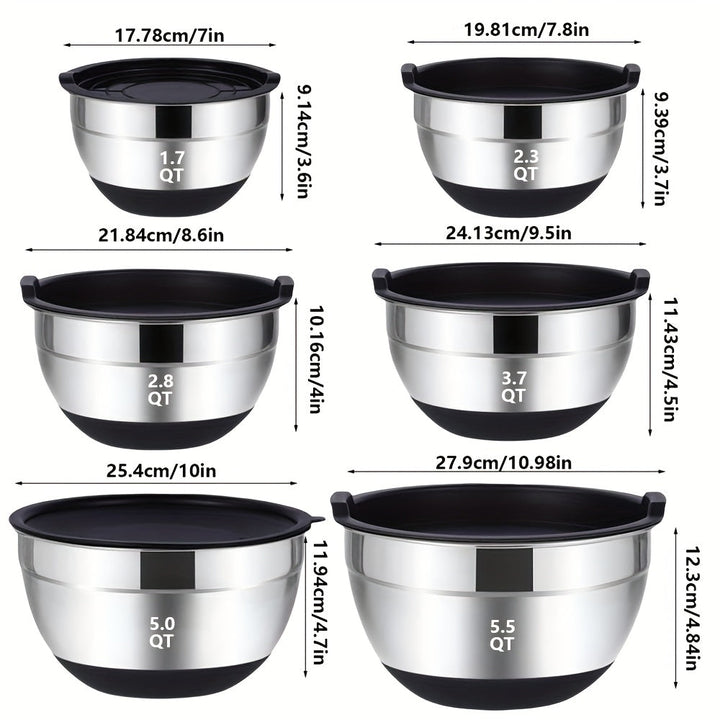 Juego de 22/32 tazones de acero inoxidable con tapa y rallador, anidables, antióxido, aptos para hornear, preparar, cocinar, mezclar ensaladas, servir alimentos, lavavajillas seguro, varios tamaños, ideal para Navidad, perfecto para Acción de Gracias