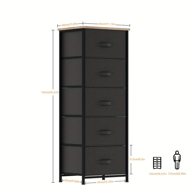 3-5 cajones de armario, caja de almacenamiento con estantes para ropa, estructura metálica y tablero de madera, almohadillas antideslizantes reforzadas, ideal para salón y pasillo