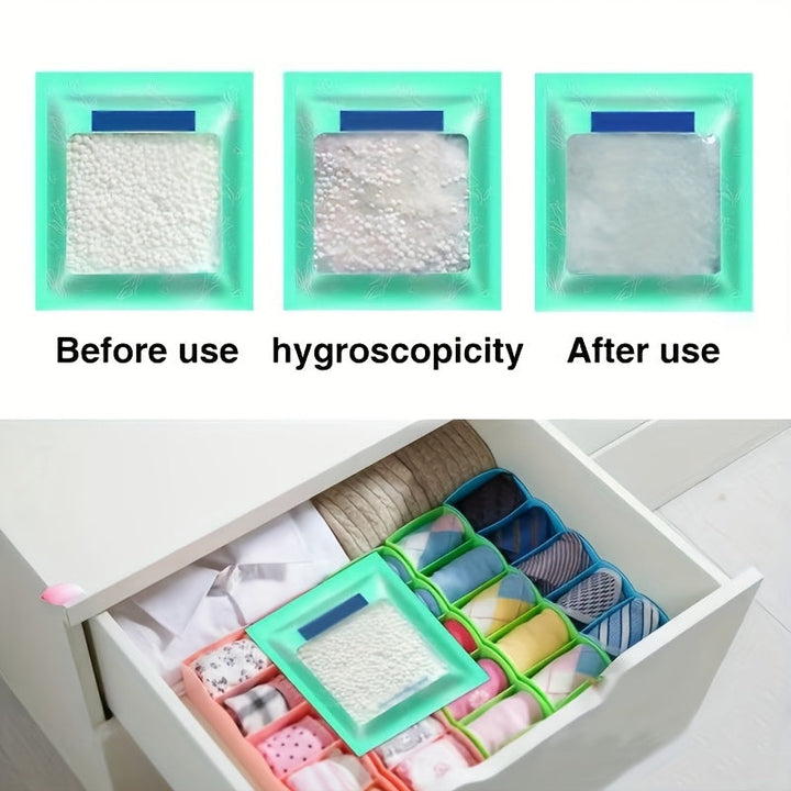 10 almohadillas reutilizables absorbentes de humedad - Deshumidificador rápido sin electricidad, para clósets, armarios, zapateras y dormitorios - Compacto, portátil y de alta calidad, solución contra la humedad en interiores