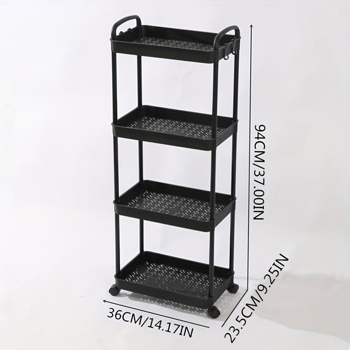 1pc Carrito de Almacenamiento Rodante MIAOCAI Negro/Beige - Organizador Multiusos de 3 Niveles con Ruedas para Movilidad Fácil - Perfecto para Artículos de Baño, Cocina, Sala de Estar - Almacena Libros, Cosméticos, Artículos de Aseo, Toallas, Estante de