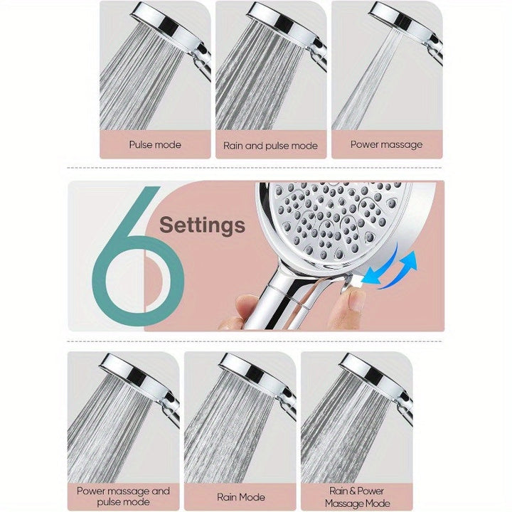 Cabezal de ducha portátil con filtro y 6 modos de aspersión - Alta presión, perlitas suavizadoras del agua para agua dura, eliminación del cloro - Reduce la sequedad y picazón de la piel, acabado cromado, inserto de pared/montaje, material ABS, cabezal d