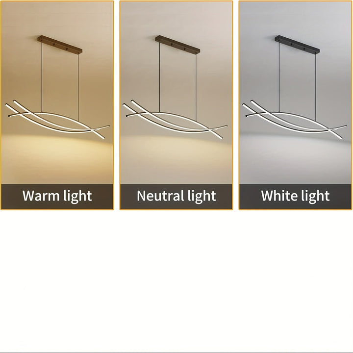 Linterna Colgante Lineal, Lámpara de Techo LED Regulable, Araña Moderna Curva para Comedor