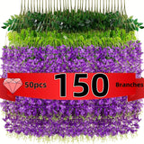 50/150 flores colgantes de wisteria artificial - Decoraciones de vino artificial blanco, adecuadas para bodas, jardines, paredes y arcos de mesa DIY - 3,6 pies de largo, perfectas para primavera, Navidad, Día de San Valentín y fiestas de cumpleaños