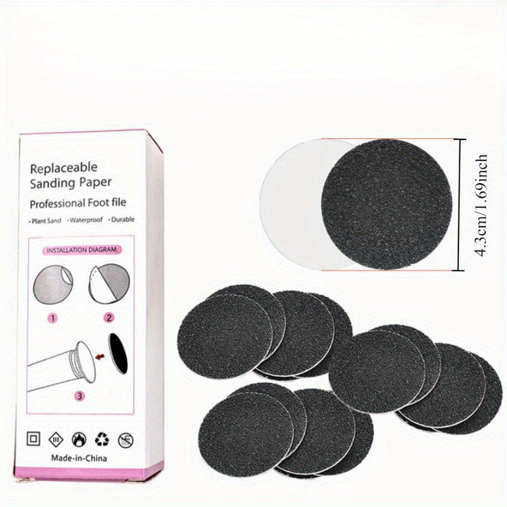 60 piezas de almohadillas exfoliantes desechables para pies y manos, removedor de piel muerta, color beige claro, sin necesidad de baterías, diseño compacto y duradero, para pedicura y manicura, uso higiénico individual