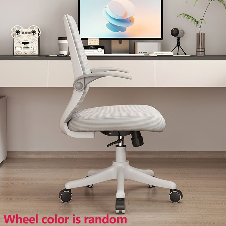 1pc Silla Giratoria Compacta con Respaldo - Silla Ergonómica para Oficina en Casa, Estudio y Dormitorio - Diseño Moderno Blanco, Fácil Montaje, Asiento Cómodo y Duradero