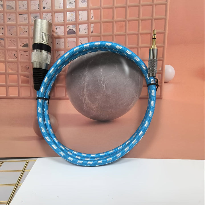 Adaptador de Cable Desequilibrado de 3.5mm a XLR, 3 pies, Conector Macho de Mini Jack Estéreo de 1/8" a XLR, Bañado en Oro, 22AWG, Redondo, Conector Macho-a-Macho para Teléfonos Móviles, Portátiles, Altavoces, Mezcladores