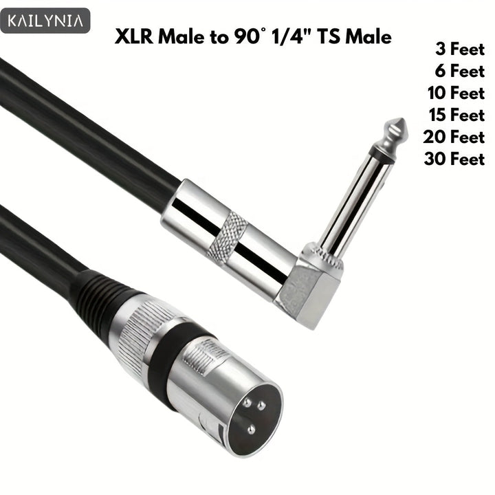 KAILYNIA Cable de Audio Balanceado Masculino XLR a TRS de 90° - Adecuado para Micrófonos y Mezcladores, Extensión de Sonido de Alta Calidad, , Múltiples Longitudes (91.44cm, 182.88cm, 3.05m, 4.57m, 6.1m, 9.14m) - 1 pieza, KAILYNIA