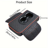 1pc Funda para Apoyabrazos de Coche con 2 Bolsillos Laterales y 2 Portavasos, Diseño de Patrón de Diamante Acolchado, Protector Interior de Vehículo para Teléfono, Botella, Tarjetas - Se Adapta a la Mayoría de Coches, SUVs, Camiones