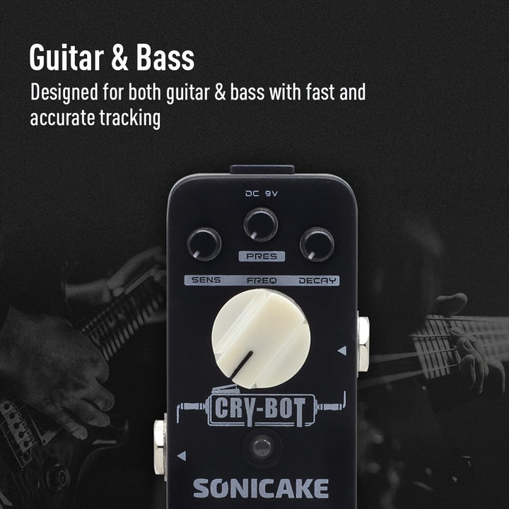 Pedal de Guitarra SONICAKE Cry-Bot Auto Wah - Filtro de Envolvente 100% Analógico con True Bypass, Seguimiento Rápido y Preciso para Guitarra y Bajo