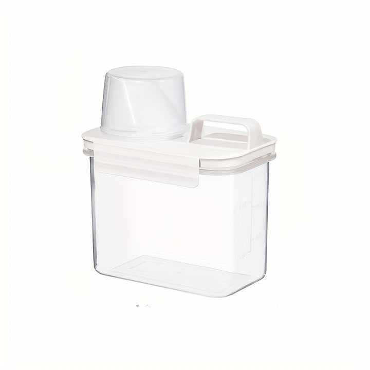 Dispensador de Detergente para Ropa Hermético Clásico con Almacenamiento Transparente para Polvo - Plástico Duradero, Múltiples Tamaños (1.1L/1.8L/2.3L), Contenedores de Almacenamiento para la Organización del Hogar