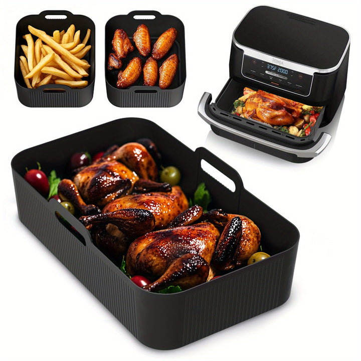 Juego de Tres Forros de Silicona para Freidora de Aire, Gran Capacidad y Resistentes al Calor Reutilizables para Horno o Vaporera