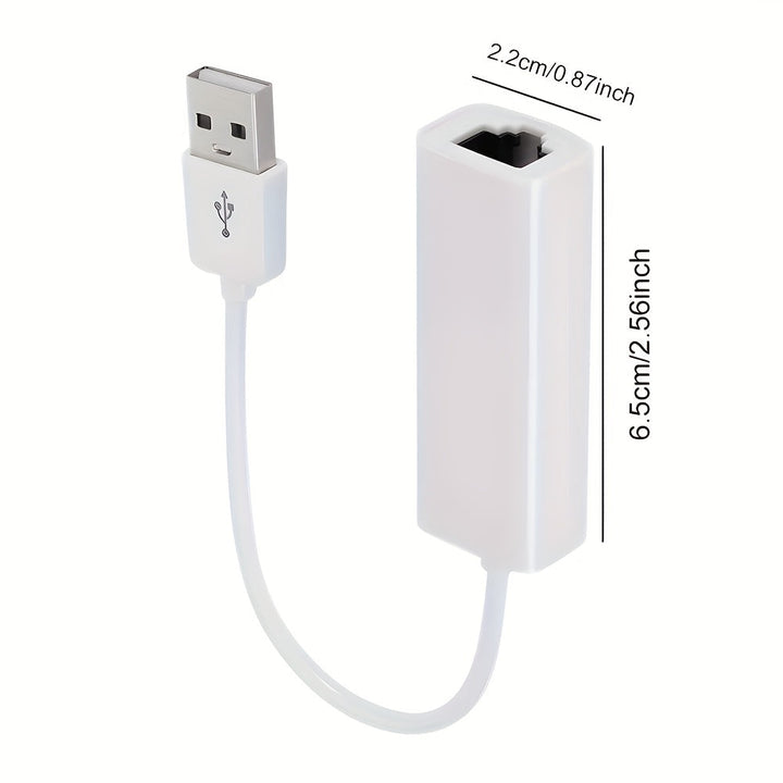 Adaptador Portátil USB a Ethernet 1000Mbps (1Gbps) - Plug & Play Sin Controladores, Diseño Compacto para Viajes, Convertidor LAN RJ45 Blanco para Laptop, PC, Smartphones y Tabletas, Acceso a Internet en Laptops, Conexión de Alta Velocidad