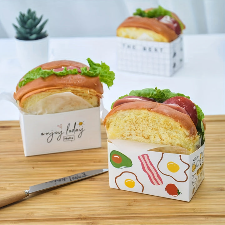 100 piezas de cajas para emparedados, bolsas gruesas para tostadas de huevo, loncheras, cajas desechables para hamburguesas, cajas de papel para postres y repostería