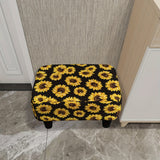 Taburete pequeño con diseño de crisantemo, taburete cuadrado de lino suave, taburete bajo para cambiar zapatos para uso doméstico.