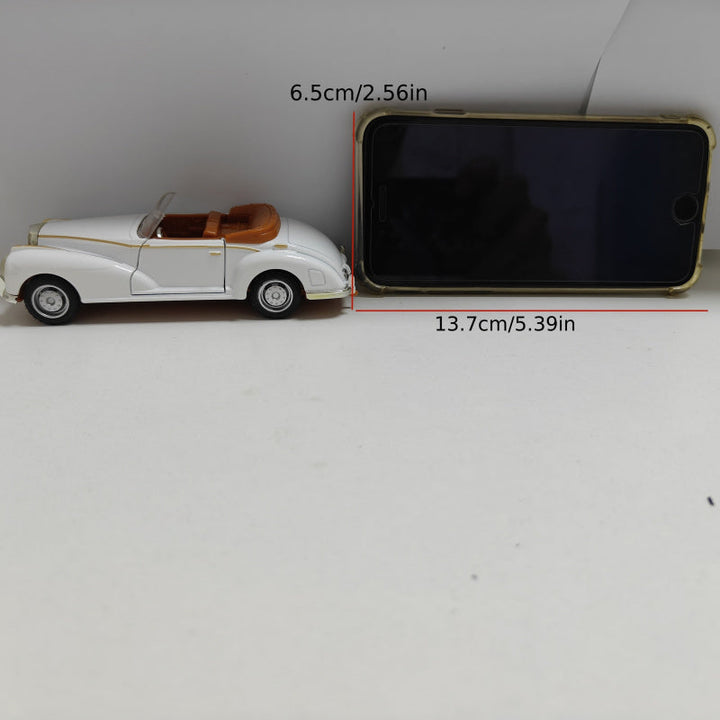 Modelo de Coche Clásico Retrò Convertible Escala 1:36 - Construcción en Aleación y Plástico, Blanco//Azul con Interior Marrón, Detalles Cromados - Juguete Coleccionable para Aficionados, Decoración para Hogar/Ocio, Diseño Automotriz Retro | Artículo de C